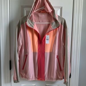 NWT Loft Lou Grey Pink.Tan Lightweight WindbreakerJacket XS